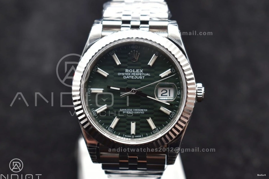 Best 1:1 Dial Bracelet Fluted on DateJust Steel VS3235 Jubilee 41 Edition 904L VSF 126334 Green Textured Bezel 0412